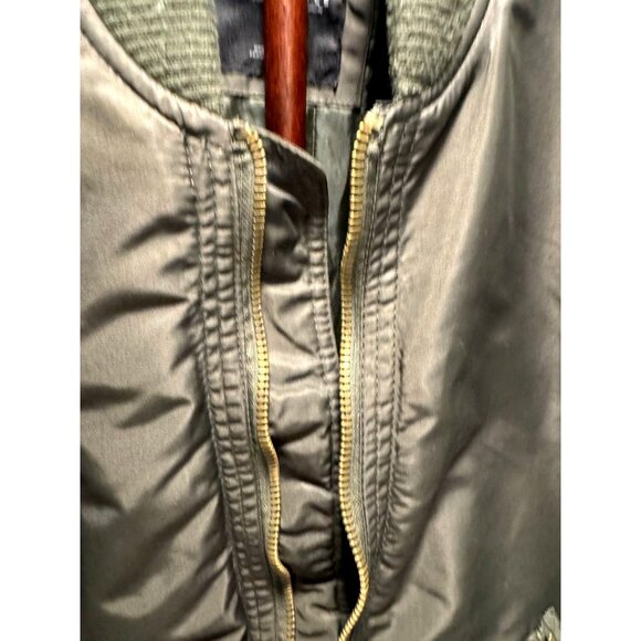 AEROPOSTALE Puffer Jacket Women Bomber Aero Quilted Down Filled Navy Green Large - Picture 6 of 8